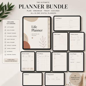 digital planners, journals & trackers bundle